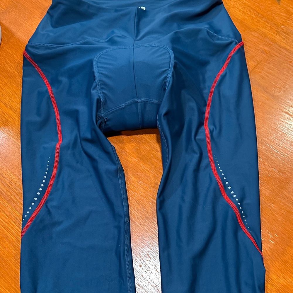 Baleaf Navy Blue padded bike Leggings with Red Accents